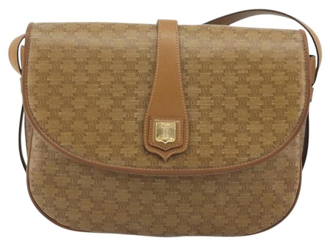 Céline Borsa a Spalla in Tela Macadam CELINE PVC Beige Oro Auth 175973 D'oro - vista 13