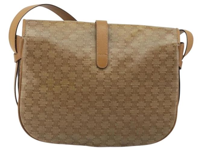 Céline Borsa a Spalla in Tela Macadam CELINE PVC Beige Oro Auth 175973 D'oro - vista 2