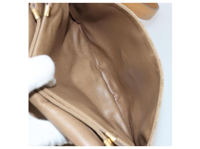 Céline Borsa a Spalla in Tela Macadam CELINE PVC Beige Oro Auth 175973 D'oro - vista 23