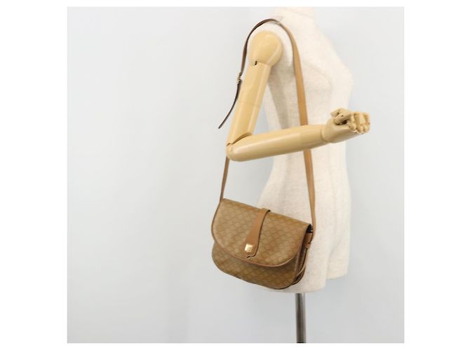 Céline Borsa a Spalla in Tela Macadam CELINE PVC Beige Oro Auth 175973 D'oro - vista 24