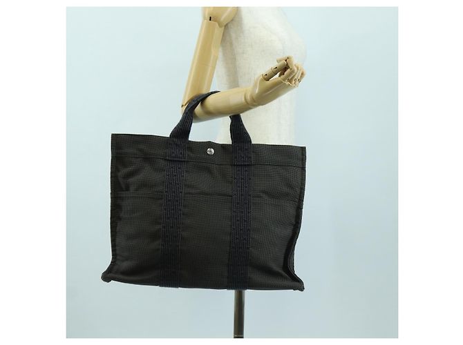 Hermès HERMES Handtasche Her Line MM Canvas Grau Silber Auth 121338 Braun - Ansicht 21
