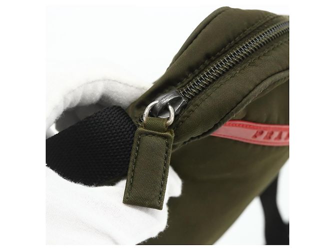 Bolsa de ombro esportiva PRADA em nylon caqui prata autêntica ti3845 - vista 10