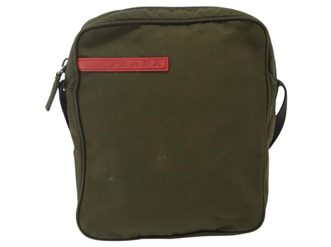 Bolsa de ombro esportiva PRADA em nylon caqui prata autêntica ti3845 - vista 13
