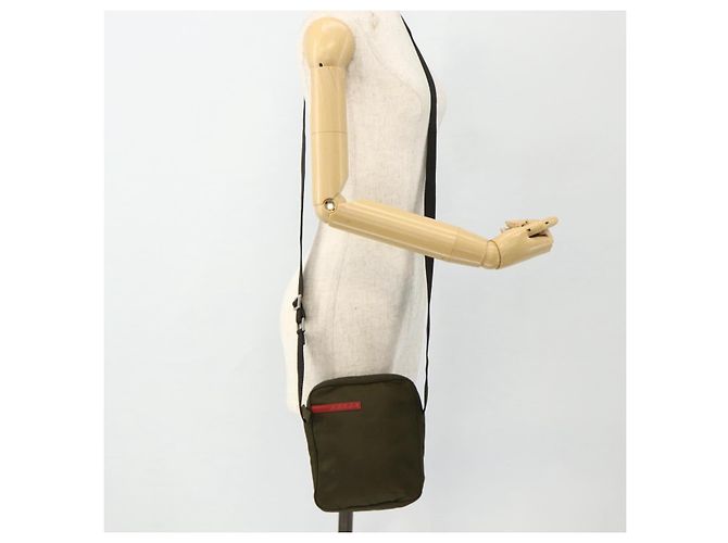 Bolsa de ombro esportiva PRADA em nylon caqui prata autêntica ti3845 - vista 23