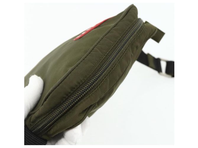 Bolsa de ombro esportiva PRADA em nylon caqui prata autêntica ti3845 - vista 6