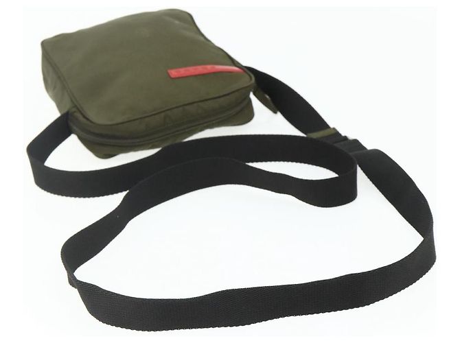 Bolsa de ombro esportiva PRADA em nylon caqui prata autêntica ti3845 - vista 7