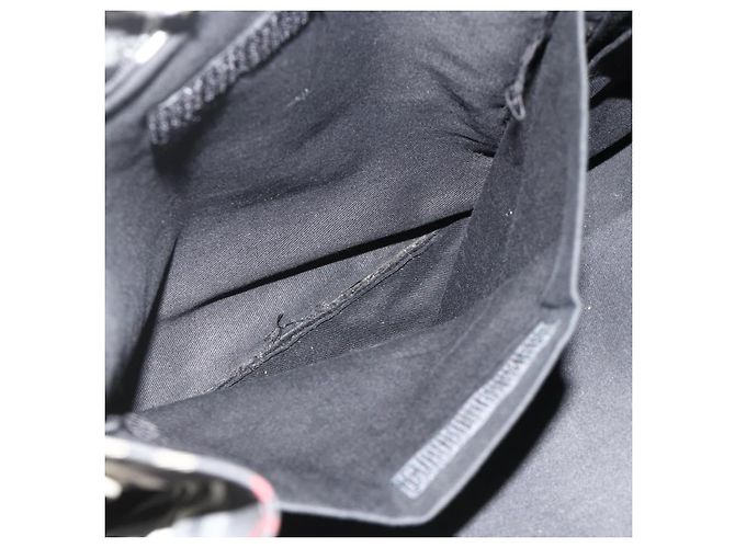 Borsa a mano Burberrys Nova Check Blue Label in nylon nero e argento Auth 176492 - vista 12