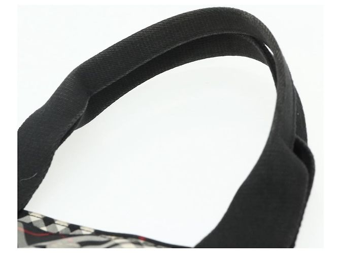 Borsa a mano Burberrys Nova Check Blue Label in nylon nero e argento Auth 176492 - vista 8