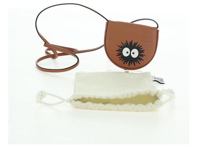 LOEWE Ghibli Collaborazione Borsa Mini con Tacco in Pelle Marrone Auth 172348SM - vista 12