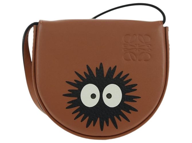 LOEWE Ghibli Collaborazione Borsa Mini con Tacco in Pelle Marrone Auth 172348SM - vista 13