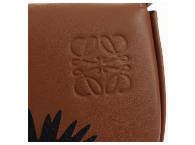 LOEWE Ghibli Collaborazione Borsa Mini con Tacco in Pelle Marrone Auth 172348SM - vista 19
