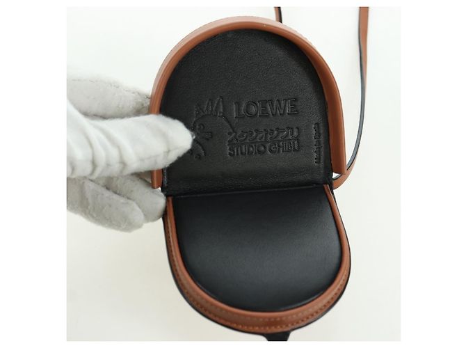 LOEWE Ghibli Collaborazione Borsa Mini con Tacco in Pelle Marrone Auth 172348SM - vista 9