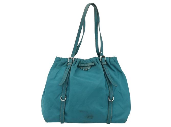 PRADA Borsa a mano in nylon azzurro chiaro argento Auth 175374 Blu chiaro - vista 13