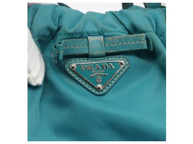 PRADA Borsa a mano in nylon azzurro chiaro argento Auth 175374 Blu chiaro - vista 17