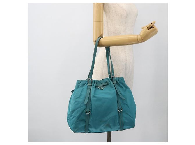 PRADA Borsa a mano in nylon azzurro chiaro argento Auth 175374 Blu chiaro - vista 23
