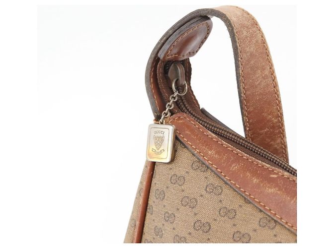 Gucci Borsa a Spalla Micro GG Supreme PVC Beige Oro 001 067 0719 Auth ka3876 D'oro - vista 10