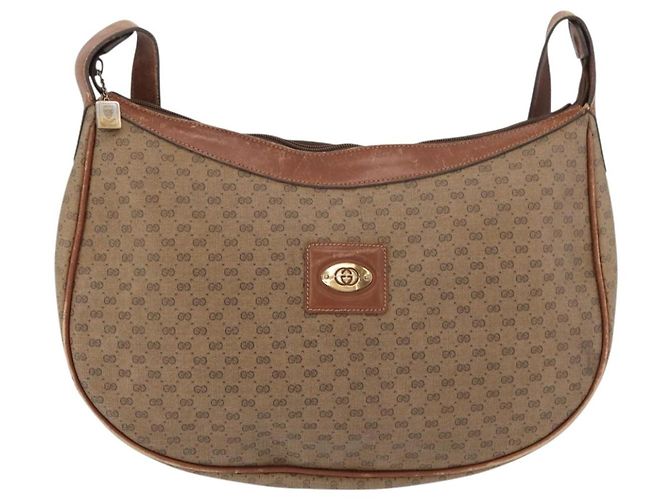 Gucci Borsa a Spalla Micro GG Supreme PVC Beige Oro 001 067 0719 Auth ka3876 D'oro - vista 13