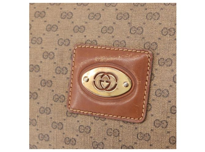 Gucci Borsa a Spalla Micro GG Supreme PVC Beige Oro 001 067 0719 Auth ka3876 D'oro - vista 17