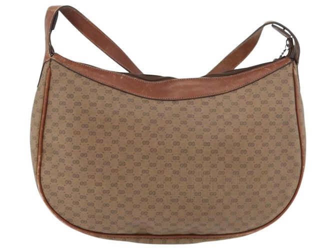 Gucci Borsa a Spalla Micro GG Supreme PVC Beige Oro 001 067 0719 Auth ka3876 D'oro - vista 2
