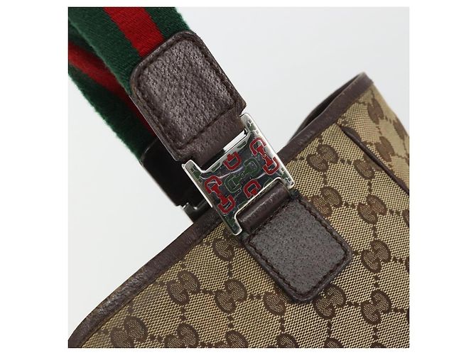 Borsa a mano Gucci GG Canvas Web Sherry Line Beige Rosso Verde 145810 Auth 175735 - vista 10