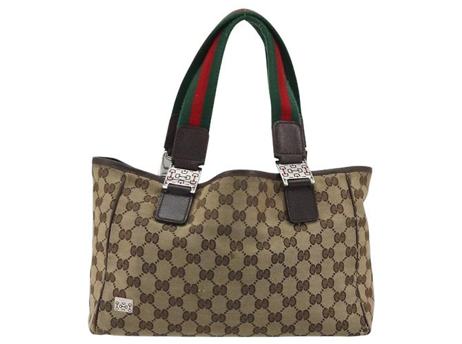 Borsa a mano Gucci GG Canvas Web Sherry Line Beige Rosso Verde 145810 Auth 175735 - vista 13