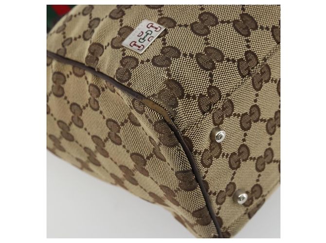 Borsa a mano Gucci GG Canvas Web Sherry Line Beige Rosso Verde 145810 Auth 175735 - vista 14