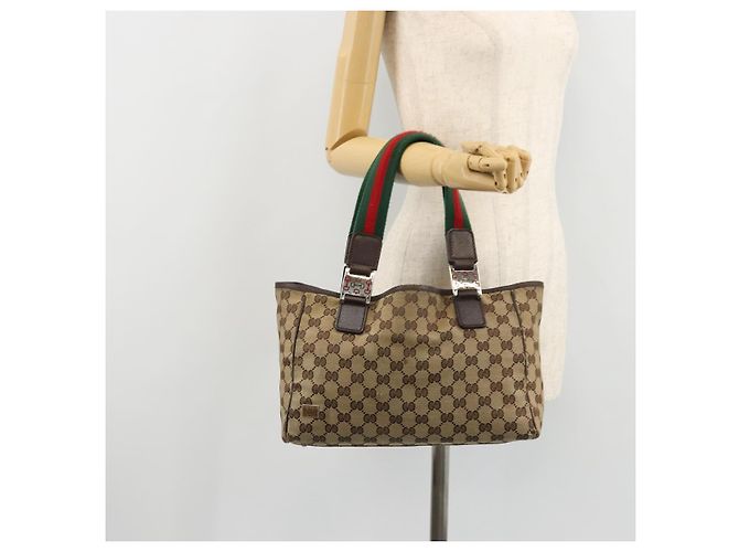 Borsa a mano Gucci GG Canvas Web Sherry Line Beige Rosso Verde 145810 Auth 175735 - vista 23