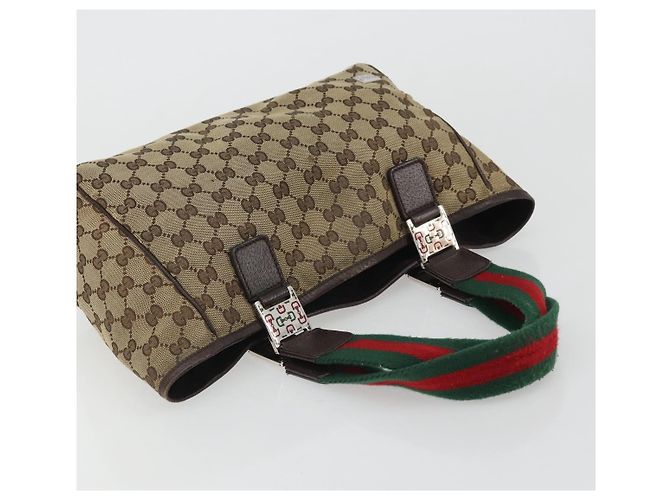 Borsa a mano Gucci GG Canvas Web Sherry Line Beige Rosso Verde 145810 Auth 175735 - vista 6