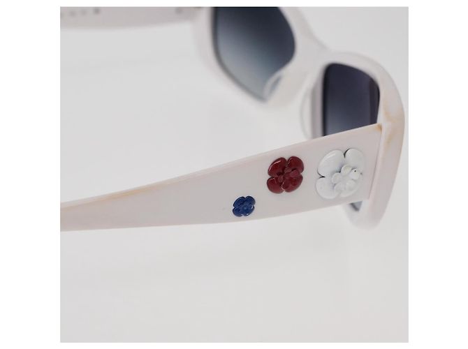 Gafas de sol CHANEL Camelia Plástico Blanco 5186-A CC Auth 176109A - vista 7