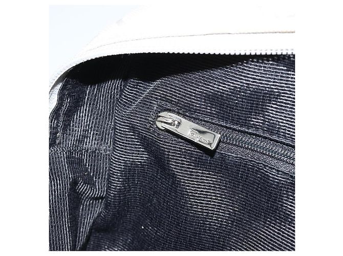 Borsa a Spalla Gancini in Nylon Grigio Argento Salvatore Ferragamo Auth 174380 Marrone - vista 20