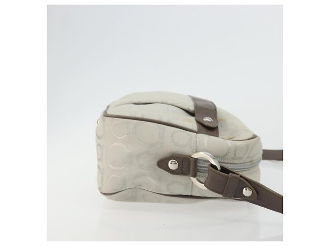 Borsa a Spalla Gancini in Nylon Grigio Argento Salvatore Ferragamo Auth 174380 Marrone - vista 3