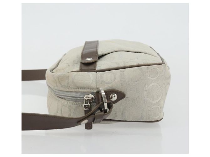 Borsa a Spalla Gancini in Nylon Grigio Argento Salvatore Ferragamo Auth 174380 Marrone - vista 4