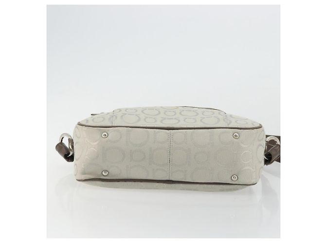 Borsa a Spalla Gancini in Nylon Grigio Argento Salvatore Ferragamo Auth 174380 Marrone - vista 5