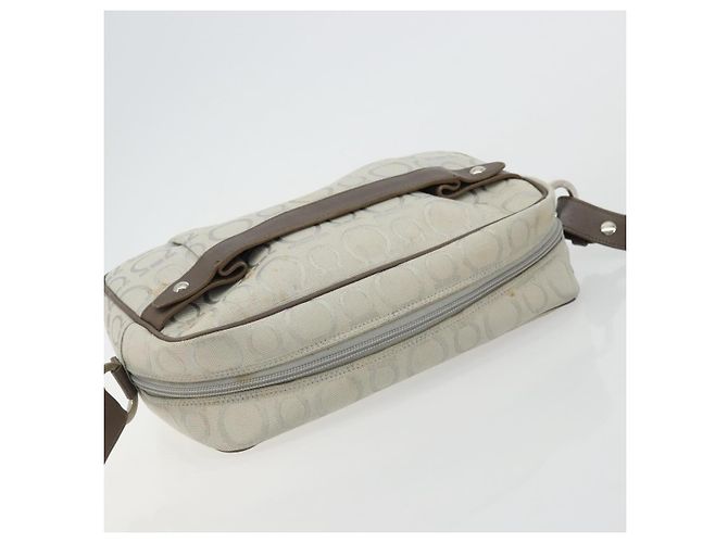 Borsa a Spalla Gancini in Nylon Grigio Argento Salvatore Ferragamo Auth 174380 Marrone - vista 6