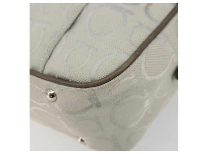 Borsa a Spalla Gancini in Nylon Grigio Argento Salvatore Ferragamo Auth 174380 Marrone - vista 8