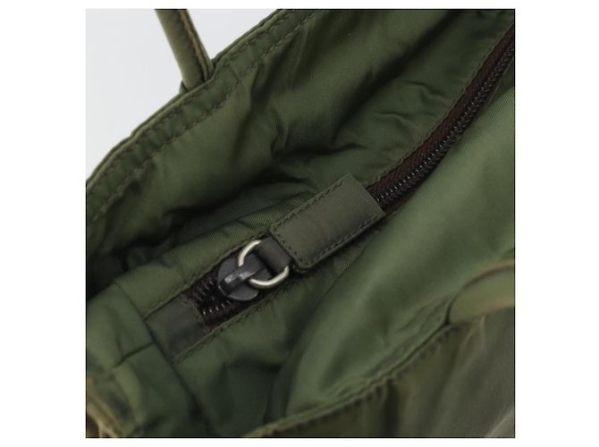 PRADA Bolsa de mão em nylon caqui prata autêntica 175731 - vista 10