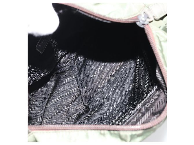 PRADA Bolsa de mão em nylon caqui prata autêntica 175731 - vista 11