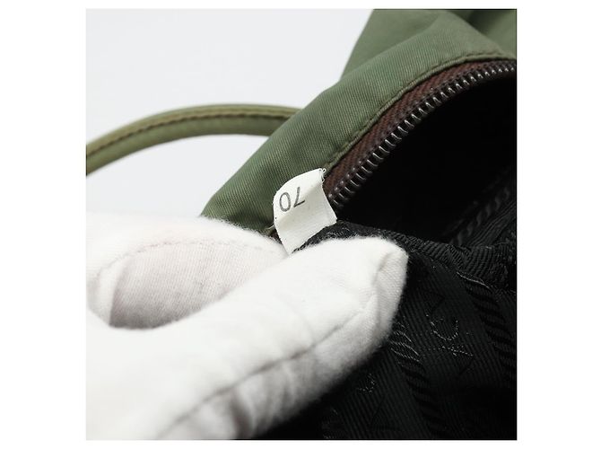 PRADA Bolsa de mão em nylon caqui prata autêntica 175731 - vista 12