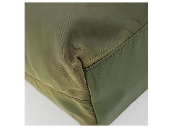 PRADA Bolsa de mão em nylon caqui prata autêntica 175731 - vista 14