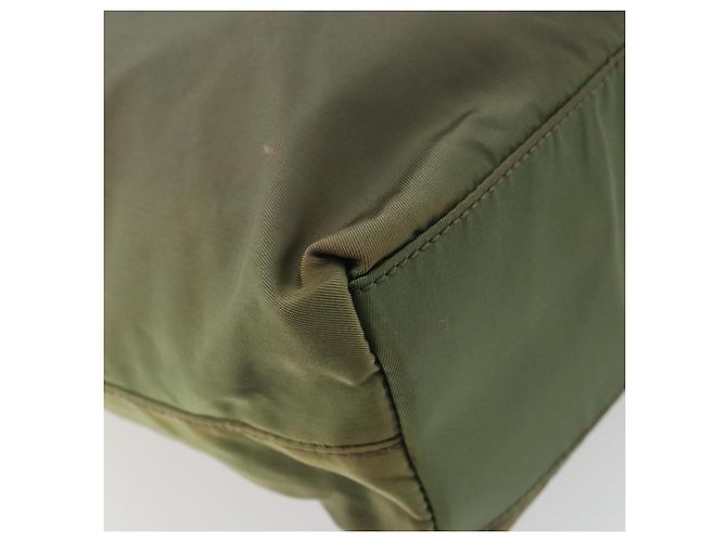 PRADA Bolsa de mão em nylon caqui prata autêntica 175731 - vista 16