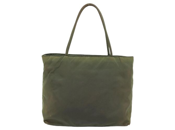 PRADA Bolsa de mão em nylon caqui prata autêntica 175731 - vista 2