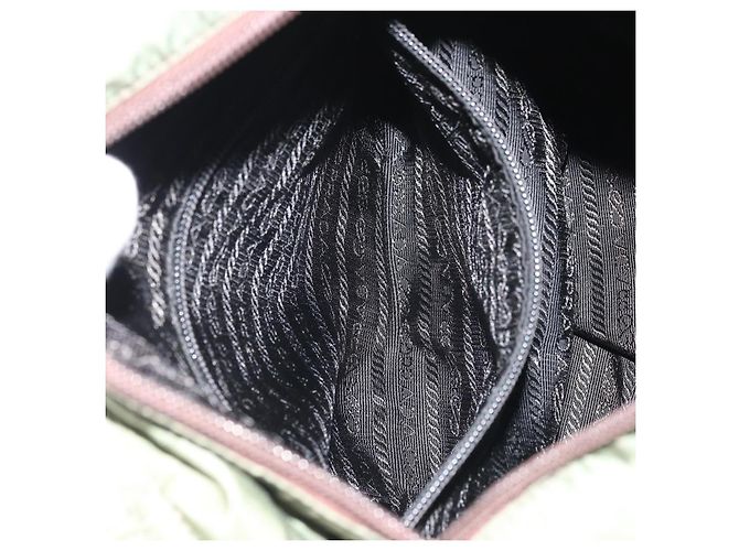 PRADA Bolsa de mão em nylon caqui prata autêntica 175731 - vista 22