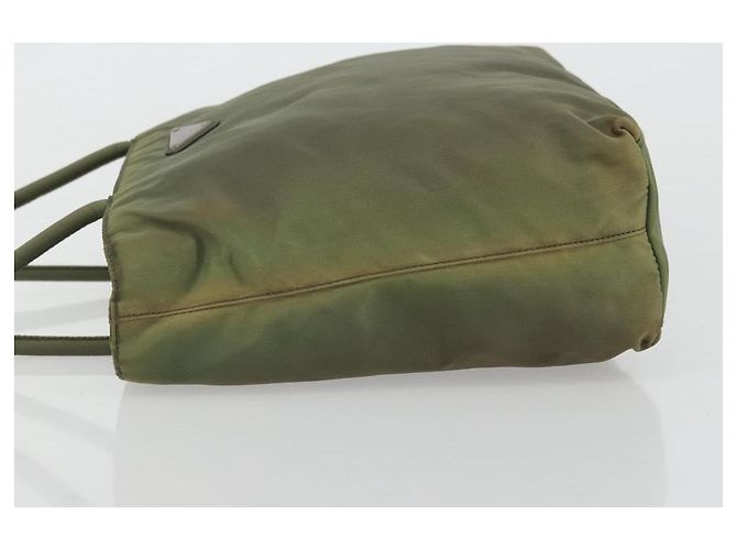 PRADA Bolsa de mão em nylon caqui prata autêntica 175731 - vista 4