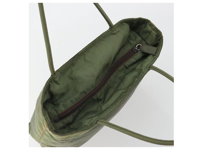 PRADA Bolsa de mão em nylon caqui prata autêntica 175731 - vista 6