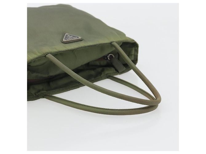 PRADA Bolsa de mão em nylon caqui prata autêntica 175731 - vista 7