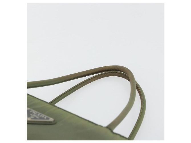 PRADA Bolsa de mão em nylon caqui prata autêntica 175731 - vista 8