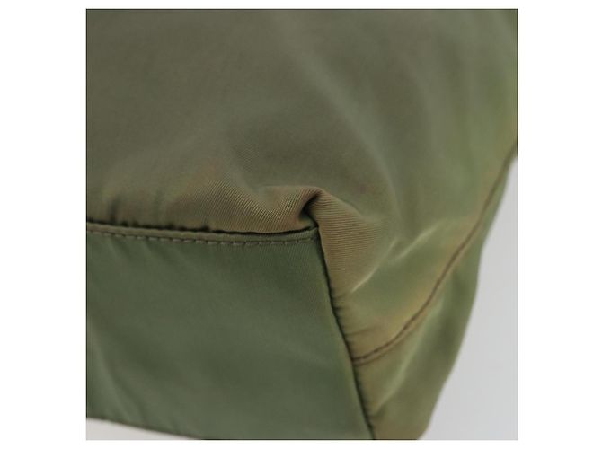 PRADA Bolsa de mão em nylon caqui prata autêntica 175731 - vista 9