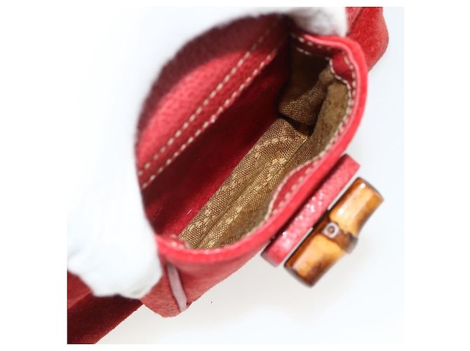 Bamboo Zaino in Bambù GUCCI Camoscio Rosso Oro 003 2058 0030 Auth 175586 D'oro - vista 25