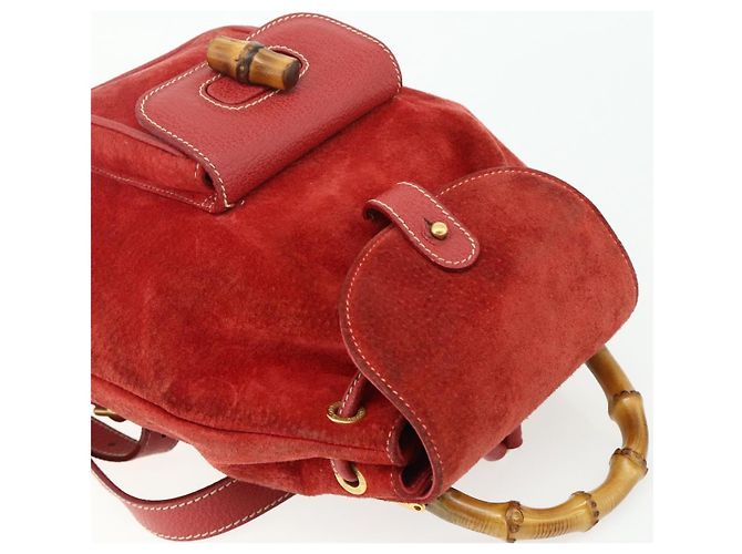 Bamboo Zaino in Bambù GUCCI Camoscio Rosso Oro 003 2058 0030 Auth 175586 D'oro - vista 6