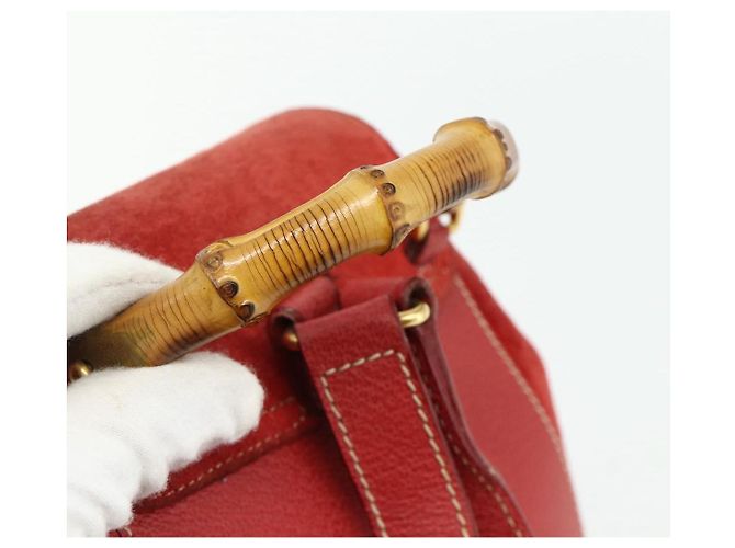 Bamboo Zaino in Bambù GUCCI Camoscio Rosso Oro 003 2058 0030 Auth 175586 D'oro - vista 7